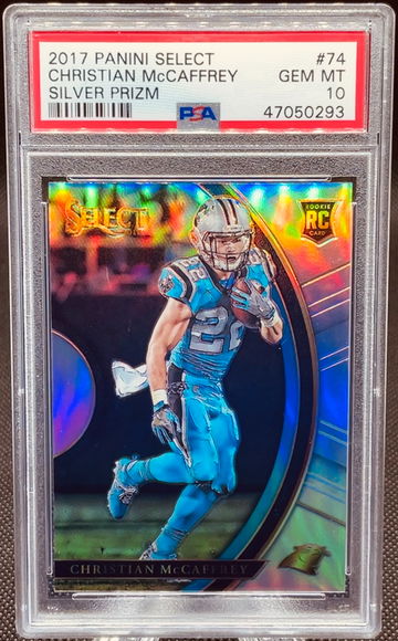 2017 Panini Select #74 Christian McCaffrey Silver Prizm PSA 10 GEM MINT Concourse Rookie RC