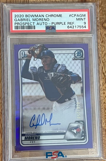 2020 Bowman Chrome Gabriel Moreno Purple Refractor Auto PSA 9