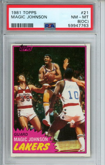 MAGIC JOHNSON 1981 Topps #21 PSA 8 OC LA Lakers HOF