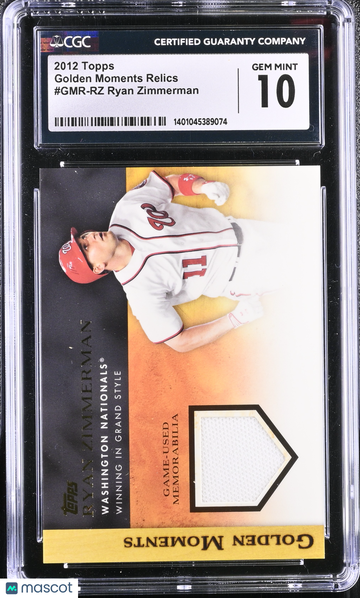 2012 Topps Golden Moments Relics Ryan Zimmerman #GMR-RZ Golden Moments Relics CGC 10