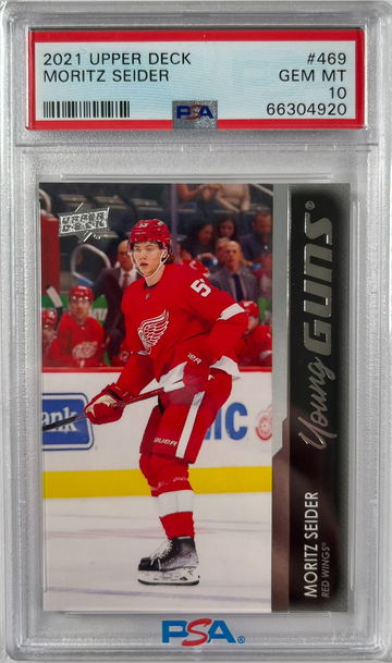2021 Upper Deck Moritz Seider Young Guns RC Rookie Card PSA 10 Gem Mint