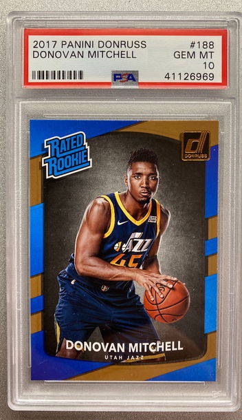 DONOVAN MITCHELL 2017 DONRUSS RATED ROOKIE PSA 10 GEM MINT 