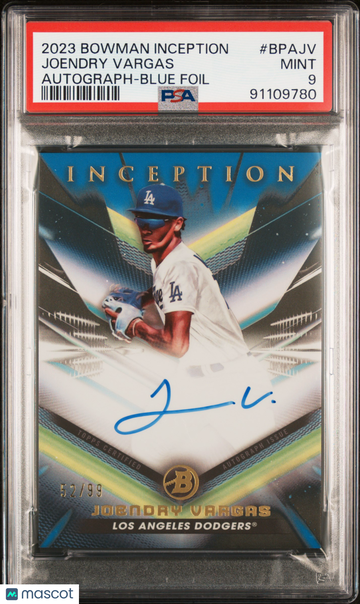 2023 Bowman Inception Autographs Joendry Vargas #BPAJV Blue Foil /99 PSA 9