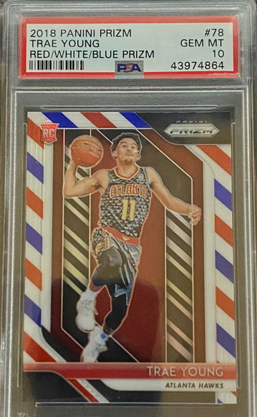 Trae Young 2018-19 Prizm RC Red White Blue PSA 10