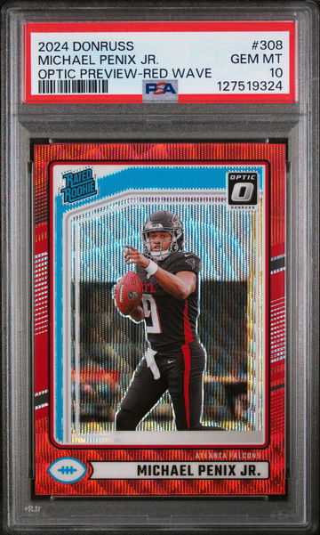 2024 Donruss Optic Rated Rookie Preview Red Wave Michael Penix Jr. #308 PSA 10