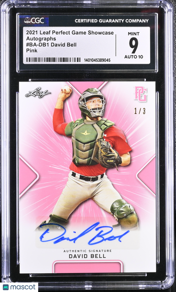 2021 Leaf Perfect Game Showcase David Bell #BA-DB1 Pink Autographs CGC 9 Auto 10