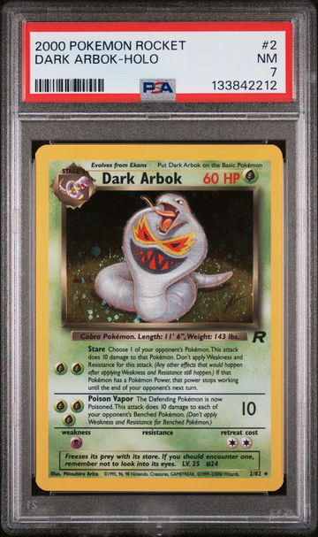 2000 Pokemon Team Rocket Holo Dark Arbok #2 PSA 7
