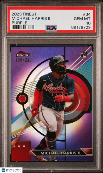 2023 Topps Finest Michael Harris II #34 Purple /250 PSA 10