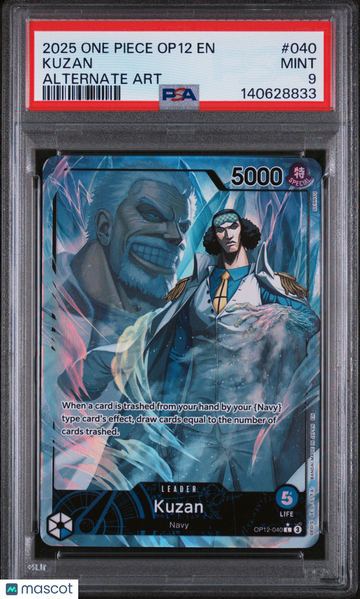 Legacy of the Master (OP12) Kuzan Holo Leader (Alternate Art) PSA 9 #OP12-040