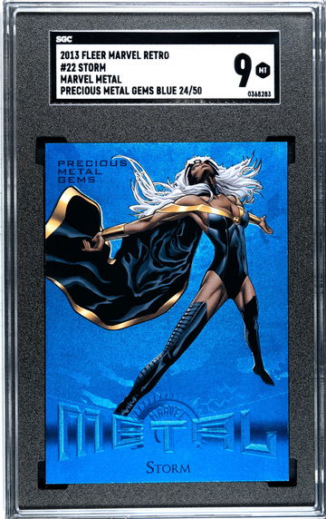 2013 Fleer Marvel Metal Retro STORM #24 Blue Precious Metal Gems (PMG) 24/50 SGC  9