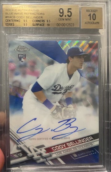Cody Bellinger Blue Wave Refractor Auto /75 True Gem Plus 