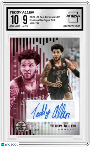 2022-23 Panini Chronicles Draft Picks Teddy Allen #RS-TAL Illusions Rookie Sig. Pink Auto Arena Club 10 Auto 9