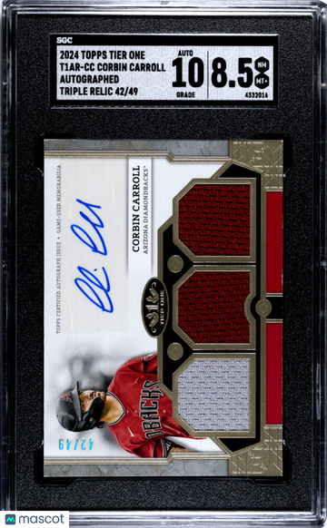 2024 Topps Tier One Corbin Carroll #T1AR-CC Autograph Triple Relic SGC 8.5 Auto 10