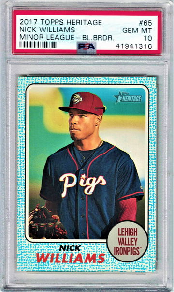 2017 Topps Heritage Minor League Blue Border Nick Williams PRC #19/99 PSA 10 Gem-Mint