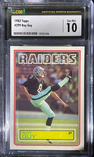 1983 Topps Ray Guy CSG 10 GEM MINT - POP 2! HOF