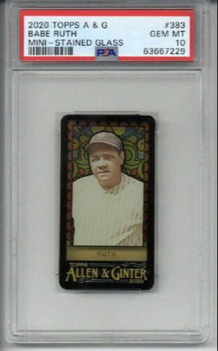 2020 TOPPS ALLEN & GINTER MINI STAINED GLASS BABE RUTH YANKEES PSA 10