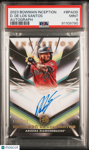 2023 Bowman Inception Autographs D. De Los Santos #BPADD /200 PSA 9