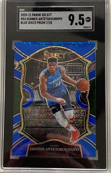 2020 Select Giannis Antetokounmpo Blue Disco Prizm 7/25 SSP SGC 9.5 MT+ Bucks