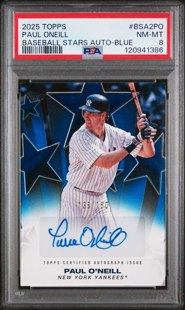 2025 Topps Baseball Stars Autographs Series 2-Blue Paul Oneill #BSA2PO /150 PSA 8