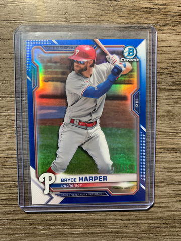 2021 Bowman Chrome Bryce Harper Blue Refractor (27/150)