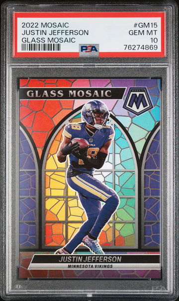 2022 Panini Mosaic Glass Mosaic Justin Jefferson #15 PSA 10