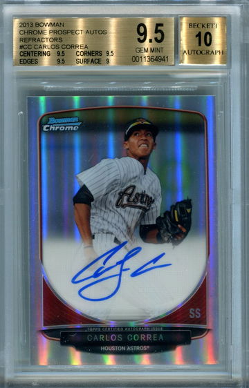 2013 Bowman Chrome Carlos Correa refractor /500 BGS 9.5 auto 10