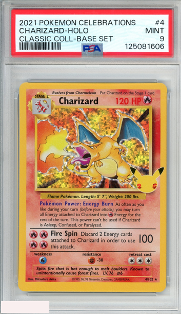 2021 POKEMON CELEBRATIONS CLASSIC COLLECTION CHARIZARD HOLO #4 BASE SET PSA 9