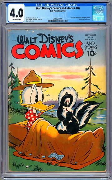 WALT DISNEY’S COMICS & STORIES #48 CGC 4.0 GOLDEN AGE CARL BARKS STORY-ART 1944