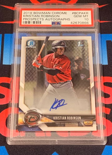 2018 Bowman chrome Kristian Robinson Prospect Auto PSA 10