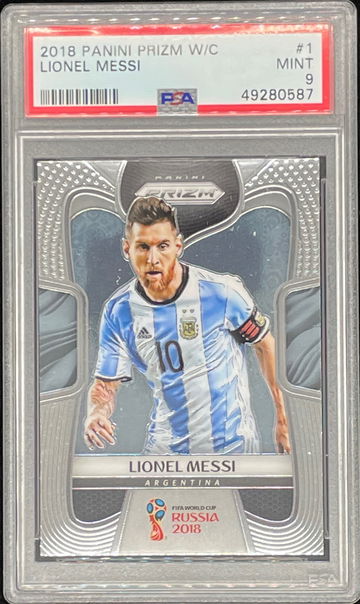 2018 Panini Prizm World Cup Lionel Messi PSA 9 Mint Argentina Barcelona Leo