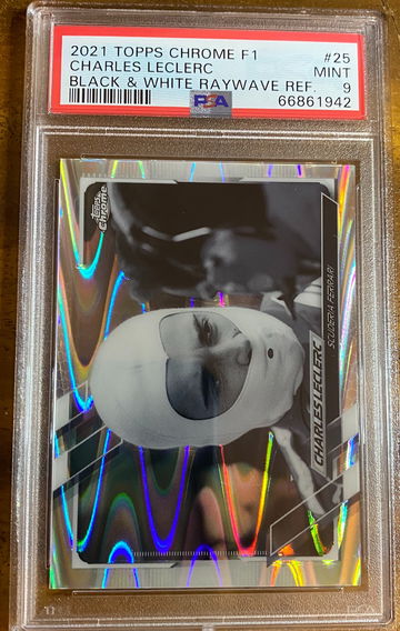 2021 TOPPS CHROME F1 CHARLES LECLERC RAYWAVE REFRACTOR #25 PSA 9 MINT