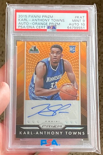 2015 Prizm Karl-Anthony Towns Rookie Auto Orange /65 PSA 9 Auto 10