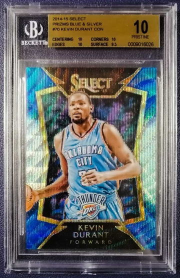 POP 1 BGS 10 Kevin Durant 2014-15 Select Prizm Blue & Silver #70 - DHL Express Air 5-6 Days with Tracking from Overseas