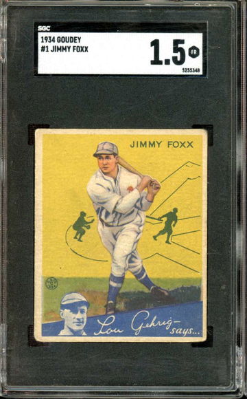 1934 Goudey #1 Jimmy Jimmie Foxx Athletics A's HOF SGC 1.5 FR Fair