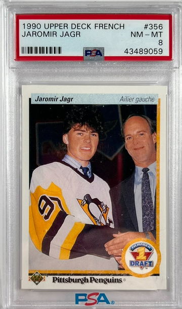 1990 Upper Deck French Jaromir Jagr Rookie Card PSA 8 Near Mint-Mint
