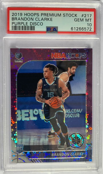 2019 Hoops Premium Stock Brandon Clarke Purple Disco PSA 10