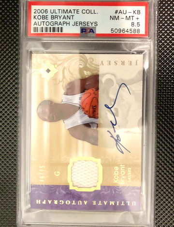 2006 Kobe Bryant Ultimate Coll. On Card Auto Game Worn Jersey PSA 8.5 POP 1