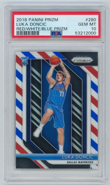 2018-19 Panini Prizm RWB Red White Blue Luka Doncic Rookie PSA 10