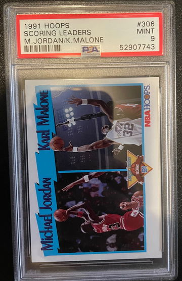 1991 Hoops Scoring Leaders Michael Jordan / Karl Malone #306 PSA 9