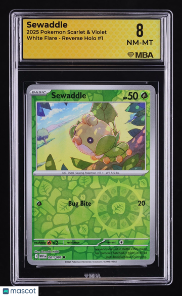 2025 Pokemon Scarlet & Violet White Flare Sewaddle Reverse Holo MBA 8 #1