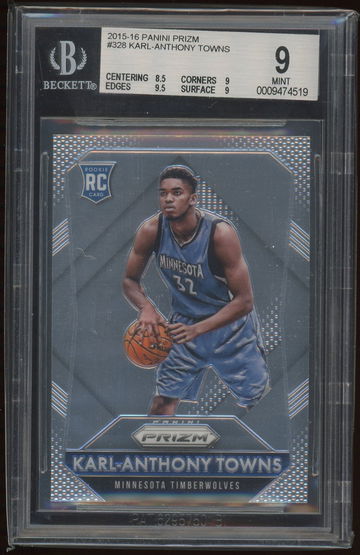 2015 Panini Prizm Karl Anthony Towns BGS 9 (loose BGS label, moves into card area)