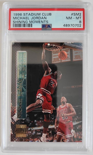 1996 Topos Stadium Club Michael Jordan Shining Moments Insert SP #SM2 PSA 8 NM-MT 