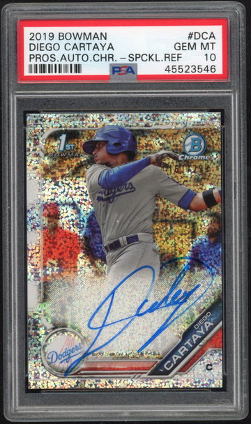 2019 Bowman Chrome Diego Cartaya Speckle Auto PSA10