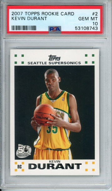 KEVIN DURANT 2007 Topps Rookie Set #2 PSA 10 GEM MINT ROOKIE card