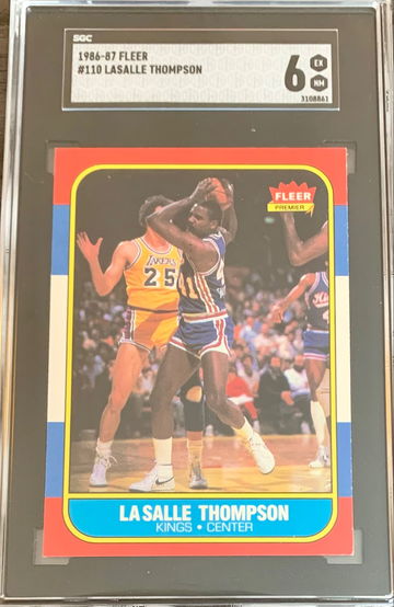 1986-87 Fleer Basketball Card #110 LaSalle Thompson - Graded SGC 6 EX NM