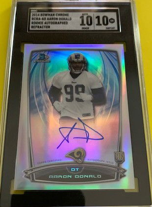 2014 Bowman Chrome Rookie Autograph Silver Refractors Aaron Donald RC - SGC 10 Gem Mint