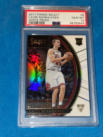 PSA 10 2017-18 select Lauri markkanen White Prizm Rookie Rc #’d 79/175 gem mint