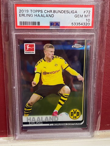 2019 Erling Haaland Topps Chrome Rookie Card!  #72. PSA 10!
