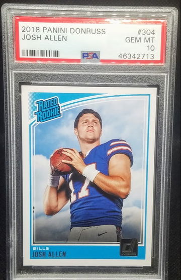 Josh Allen 2018 Donruss RC Rookie Card # 304 Graded PSA Gem Mint 10