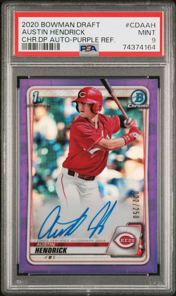 2020 BOWMAN DRAFT AUTO Austin Hendrick PURPLE PSA 9